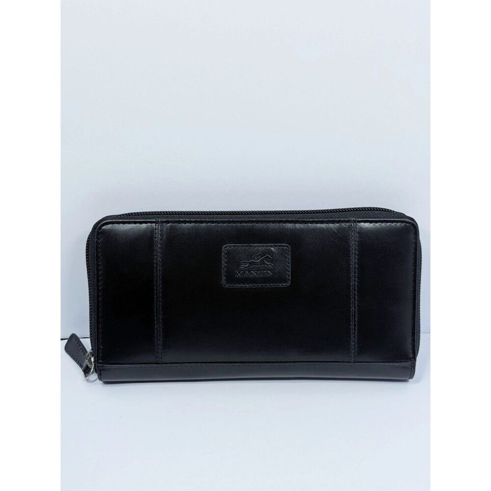 Mancini Casablanca RFID Full Zip Leather Clutch Wallet Black 87000372.